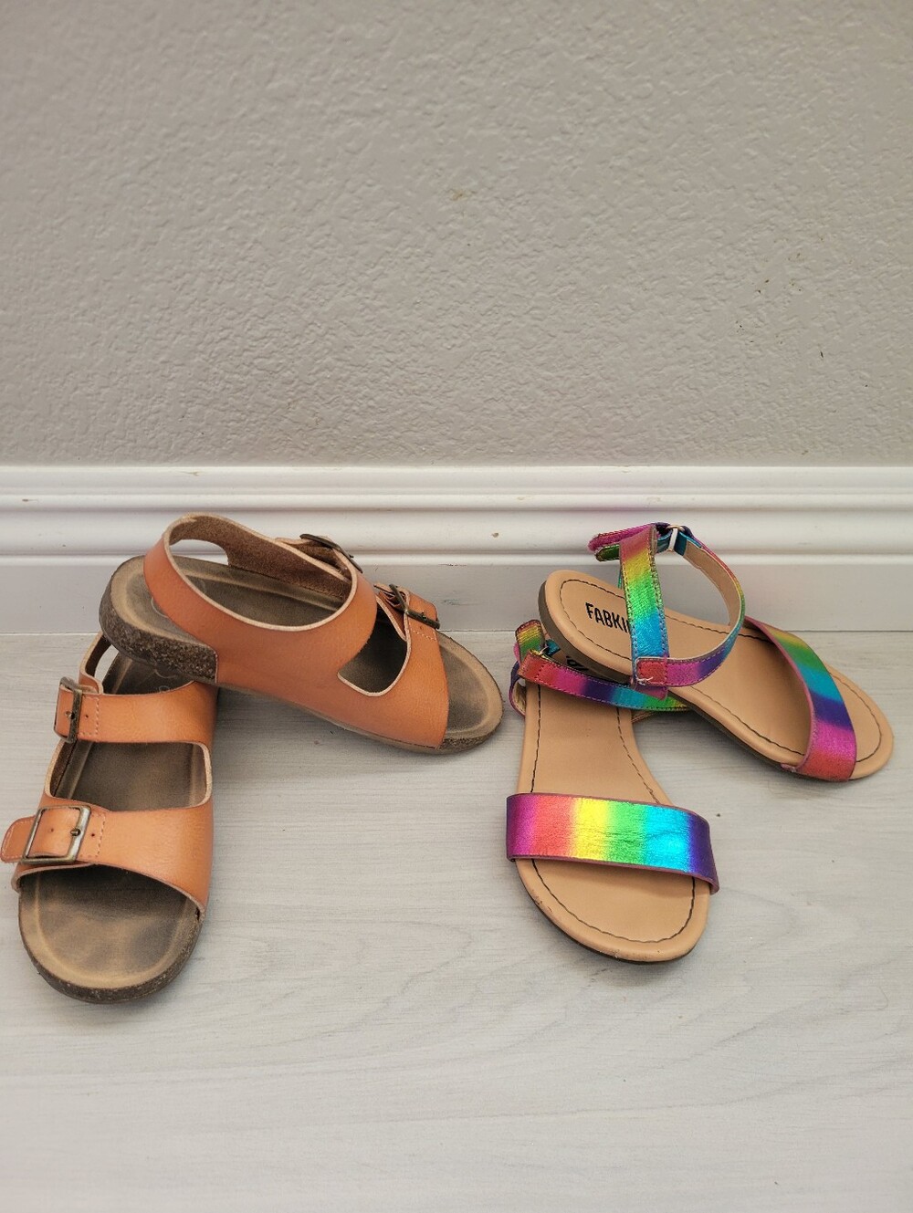 Sandal Bundle Rainbow Strap Sandal & Tan Double-Buckle Sandal Size 11 Toddler